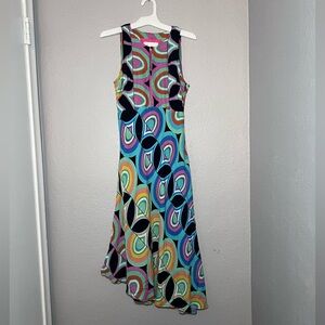 Anthropologie Kenzie Mod Retro Geometric Print Asymmetrical Midi Dress Women 00